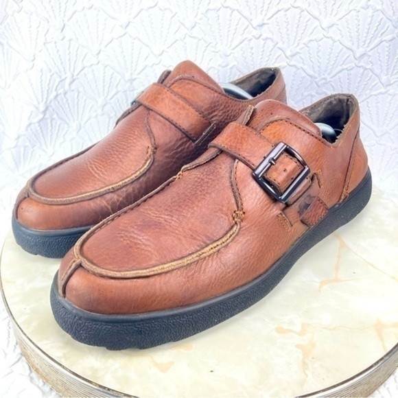 Vintage Rocky Shoes Mens Size 11 Brown Pebble Grain Leather Monk Strap Split Toe - Picture 4 of 11